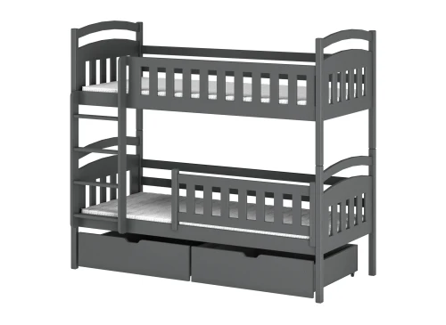 IGNAŚ 80x180 grafitová patrová postel Lano Nábytek