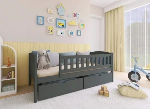 GUCIO 80x190 grafitová jednolůžková dětská postel Lano Nábytek