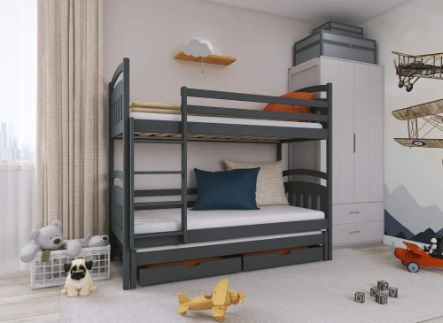 ALAN 90x190 graphite bunk bed Lano Furniture
