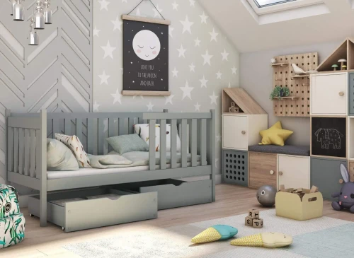 ALICJA 90x190 grey single children’s bed Lano Furniture