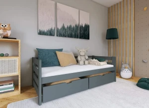 ERGO 80x200 grafitová jednolůžková dětská postel Lano Nábytek