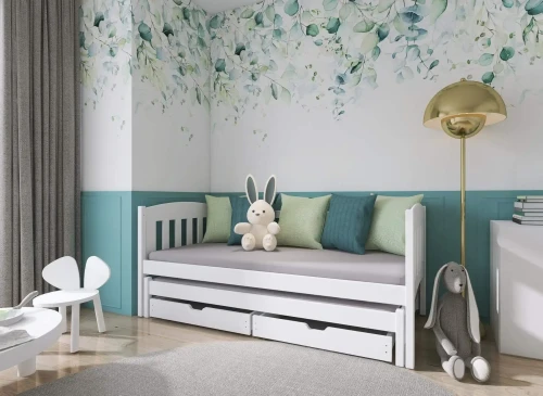 AMELKA 90x190 white double trundle bed Lano Furniture