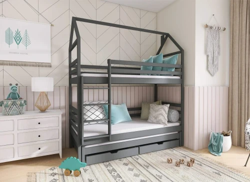 DALIA 80x170 graphite house bunk bed Lano Furniture