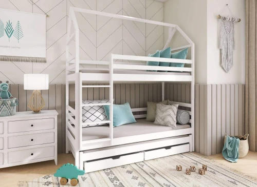 DALIA 80x190 bílá patrová postel domečková Lano Nábytek