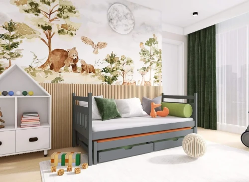 DANIEL 80x200 grey double trundle bed Lano Furniture