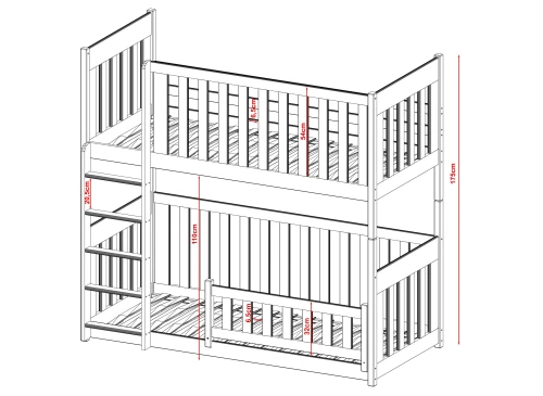 KONRAD 80x190 modrá patrová postel Lano Nábytek