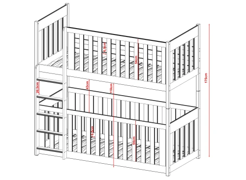 KONRAD 80x190 modrá patrová postel Lano Nábytek