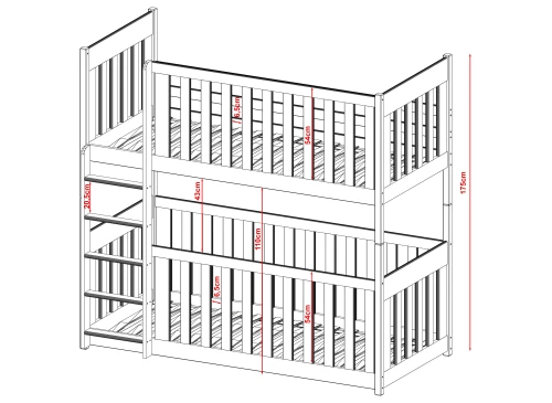 KONRAD 80x190 modrá patrová postel Lano Nábytek