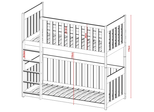 KONRAD 80x190 modrá patrová postel Lano Nábytek