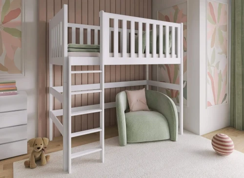 LAURA 90x180 white loft single children’s bed Lano Furniture