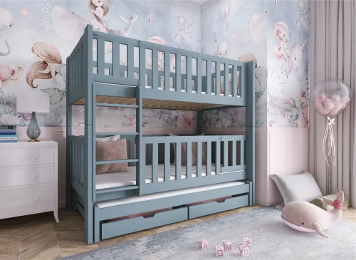 AGATHA 80x180 popelavá patrová postel Lano Nábytek