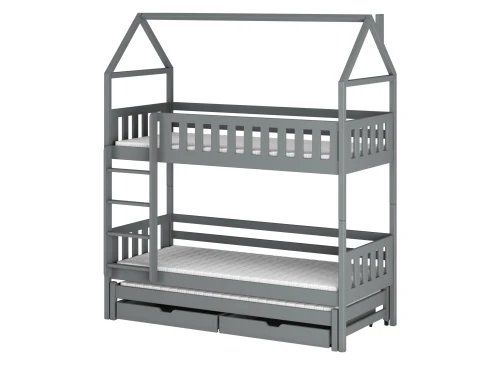 IGA 90x200 popelavá patrová postel domečková Lano Nábytek