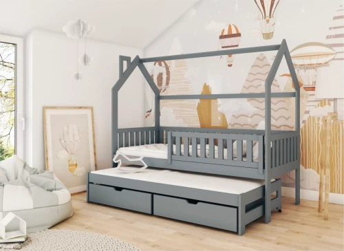 MONKEY 90x190 graphite children's house bed Lano Furniture