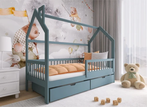 OSKAR 90x190 grey single children's house bed Lano Furniture