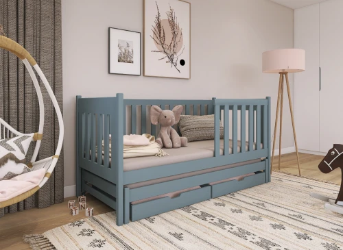 KAJA 90x180 grey double trundle bed Lano Furniture