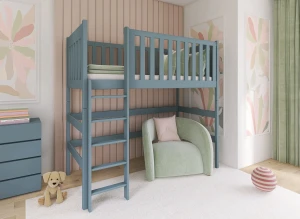 LAURA 90x200 popelavá vyvýšená jednolůžková dětská postel Lano Nábytek