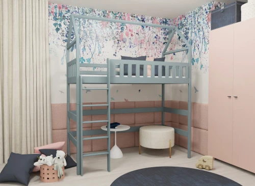 OTYLIA 80x190 grey loft single children’s bed Lano Furniture