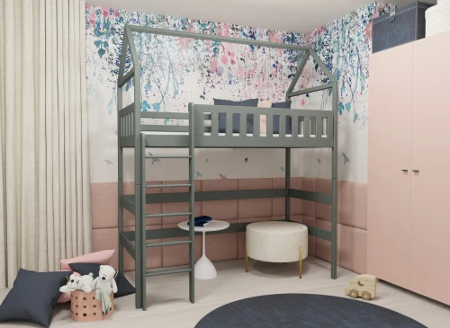 OTYLIA 80x160 graphite loft single children’s bed Lano Furniture