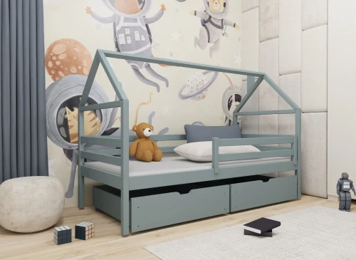 ARON 80x190 grey single children’s house bed Lano Furniture