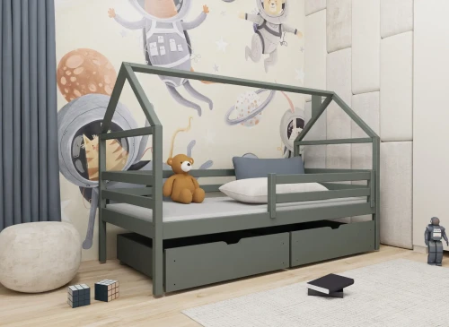 ARON 90x200 grafitová dětská postel domeček Lano Nábytek