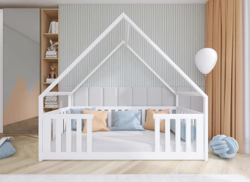 BEE 90x180 bílá montessori podlahová dětská domečková postel Lano Nábytek