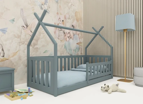 BOGUŚ 80x200 grey Montessori floor cot tipi bed Lano Furniture