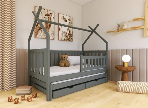 TYTUS 90x200 graphite double trundle tipi bed Lano Furniture
