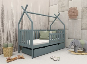 SIMBA 90x180 popelavá jednolůžková dětská postel teepee Lano Nábytek