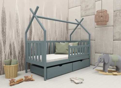 SIMBA 90x180 popelavá jednolůžková dětská postel teepee Lano Nábytek