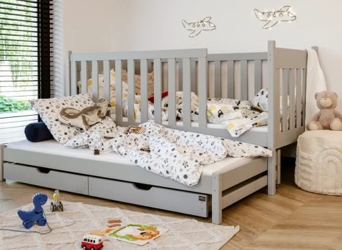 KAJA 90x200 grey double trundle bed Lano Furniture