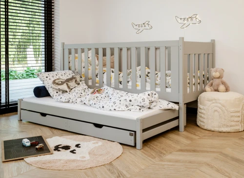 KAJA 90x190 grey double trundle bed Lano Furniture