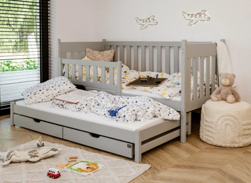 KAJA 90x180 grey double trundle bed Lano Furniture
