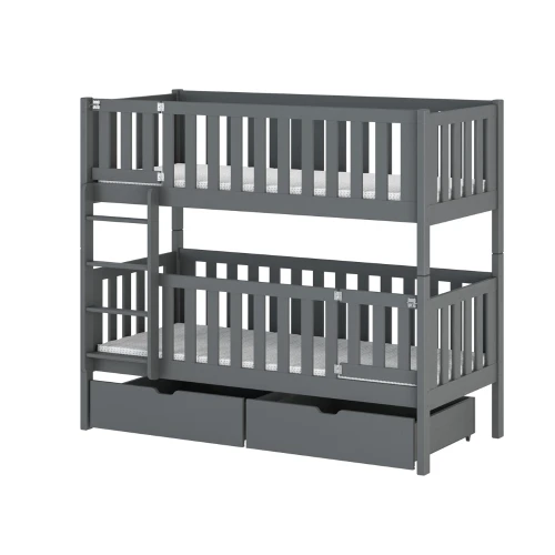 KSAWERY 80x180 grafitová patrová postel Lano Nábytek