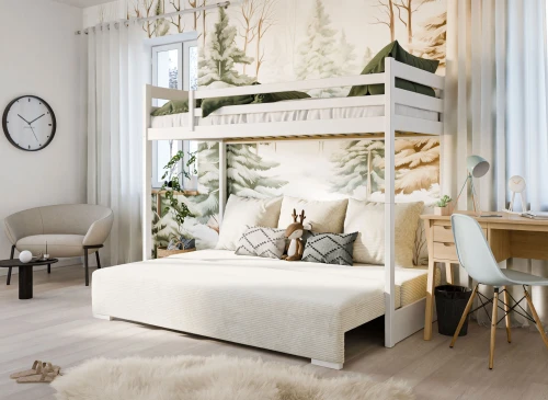 SOFINO 90x200/140x200 grafitové lůžko na patrové posteli s rozkládací pohovkou béžová látka poso 38 Lano Nábytek