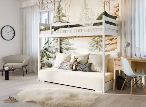 SOFINO 90x200/140x200 grafitové lůžko na patrové posteli s rozkládací pohovkou béžová látka poso 38 Lano Nábytek