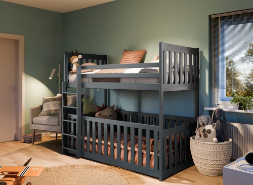 CRIS 90x200 grafitová patrová postel Lano Nábytek