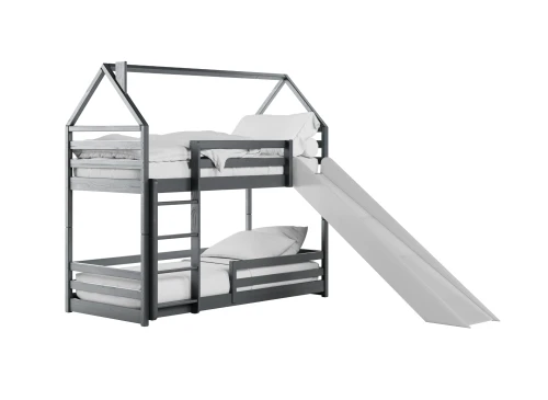 PLAY 90x190 graphite house bunk bed with a slide Lano Furniture
