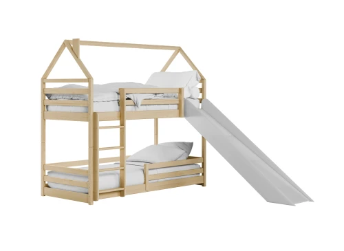 PLAY 90x190 borovicová patrová postel domečková se skluzavkou Lano Nábytek