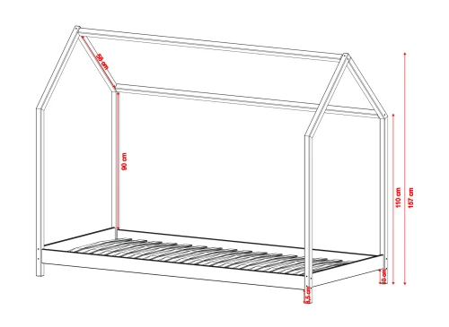 LUCKY 90x200 grafitová dětská postel Montessori domečková Lano Nábytek