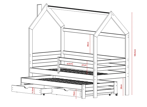 DANEK 80x170 grafitová dětská postel domečková Lano Nábytek