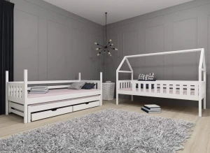 IGA 80x160 modrá patrová postel domečková Lano Nábytek