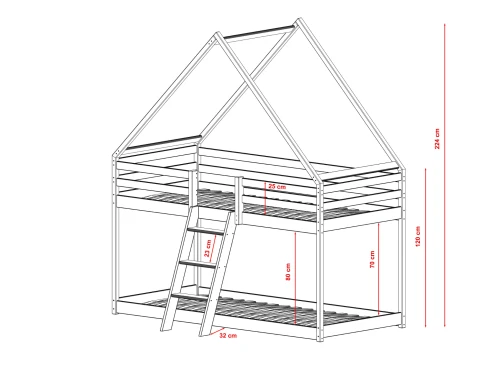 SWEET 90x200 white house bunk bed Lano Furniture