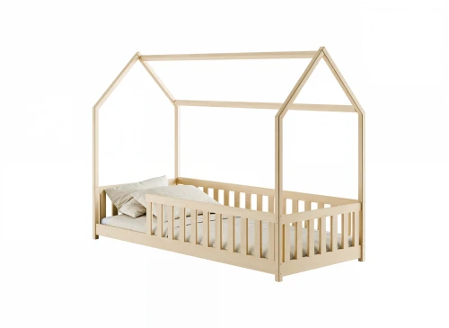 NOAH 80x180 unvarnished wood Montessori floor house bed for children Lano Furniture