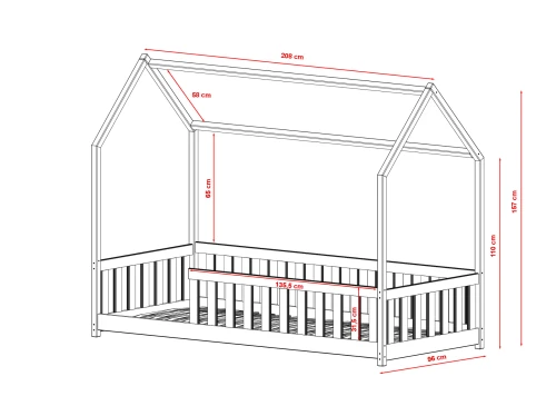 NOAH 90x200 grafitová dětská postel Montessori domečková Lano Nábytek
