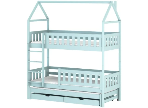 IGA 90x200 modrá patrová postel domečková Lano Nábytek