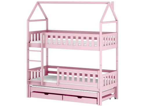 IGA 80x170 růžová patrová postel domečková Lano Nábytek