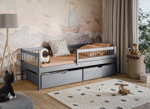 EDI 90x190 grey single children's bed Lano Furniture