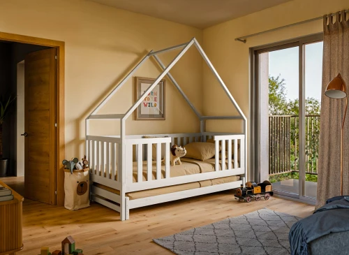 MAGIC 90x190 white double trundle house bed Lano Furniture