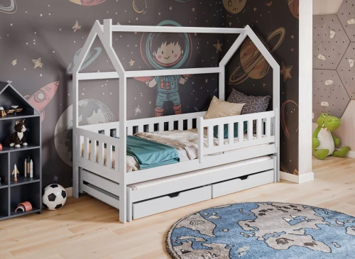 MONKEY 90x200 white children's house bed Lano Furniture