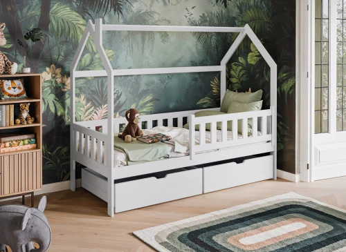 NATAN 90x190 white single children's house bed Lano Furniture
